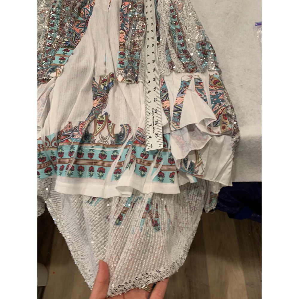 Origami Paisley Sequin Duster Vest L Festival Boho Glam art to wear - Picture 9 of 10